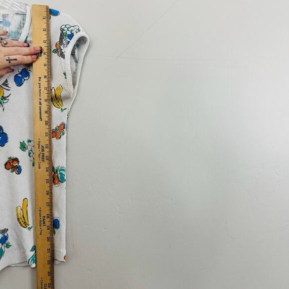 Licorice X White Ribbed Fruit Print Short Sleeve Shirt Girls Size L - Picture 5 of 7